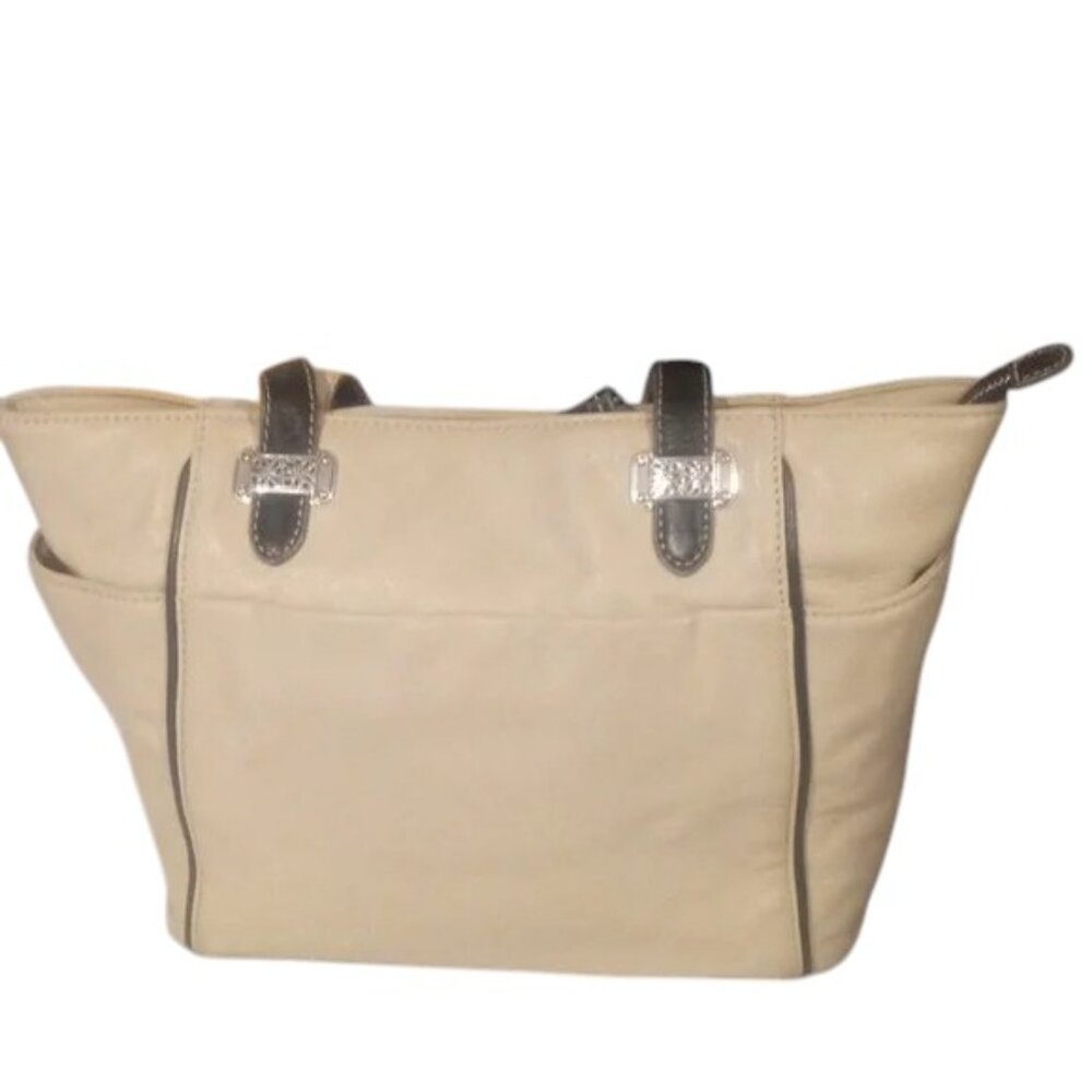 Brighton Beige Leather | Black bottom and handles | Soft Leather | EUC